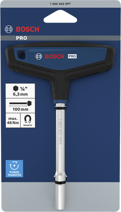 Obeng T-Handle Bosch PRO dengan poros magnetik 100mm.